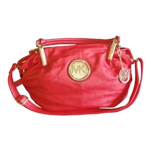 Michael Kors Red Leather purse with logo tag